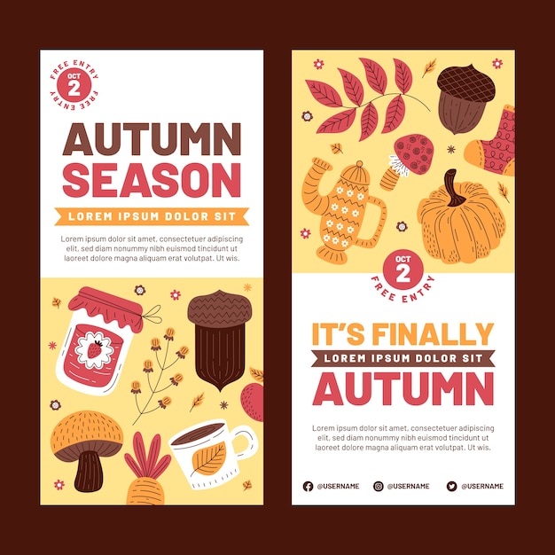 Flat vertical banners set for autumn celebration