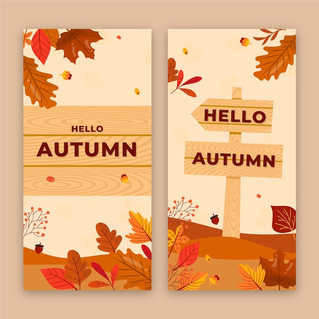 Free vector flat vertical banners set for autumn celebration