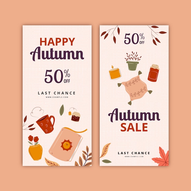 Free vector flat vertical banners set for autumn celebration