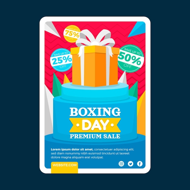 Flat vertical boxing day sale poster template