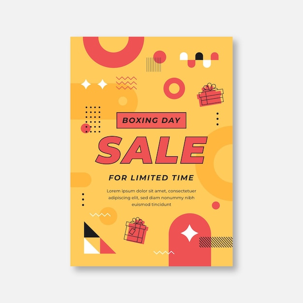 Flat vertical boxing day sale poster template