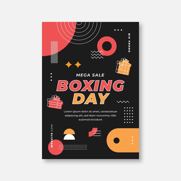 Flat vertical boxing day sale poster template