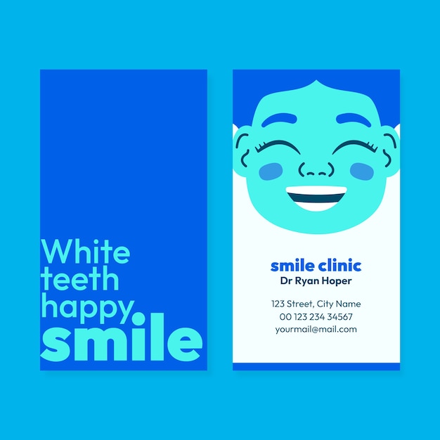 Free vector flat vertical business card template for dental clinic business