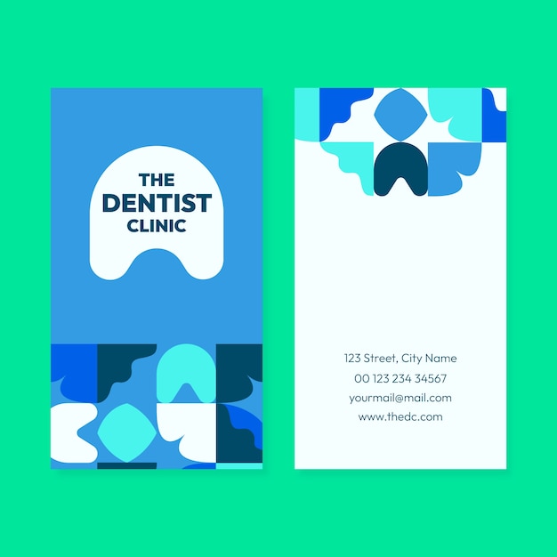 Free vector flat vertical business card template for dental clinic business