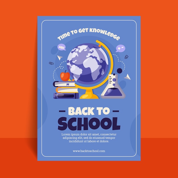 Flat vertical flyer template for back to school season