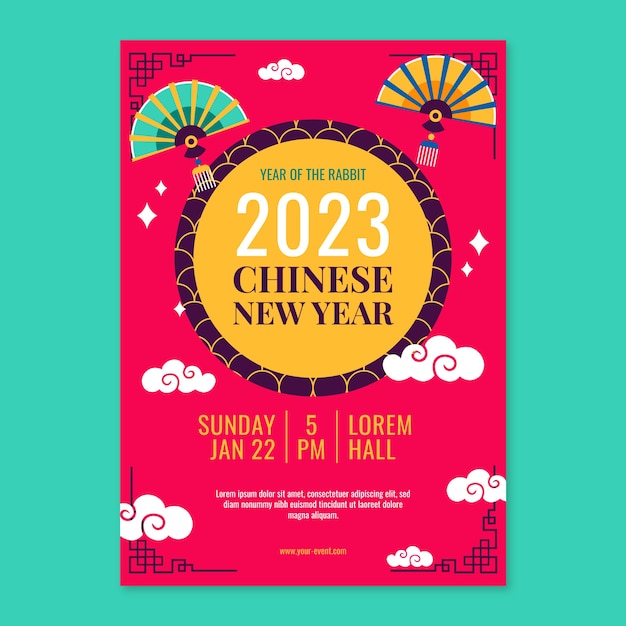 Free vector flat vertical flyer template for chinese new year festival