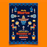 Free vector flat vertical flyer template dia de muertos celebration