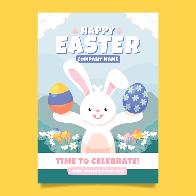 flat vertical flyer template for easter celebration