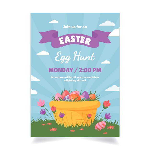 Free vector flat vertical flyer template for easter celebration