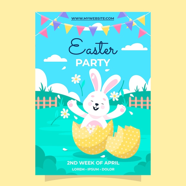 Flat vertical flyer template for easter celebration