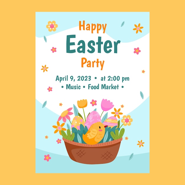 Flat vertical flyer template for easter celebration