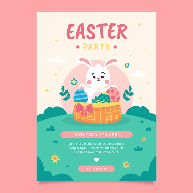 Flat vertical flyer template for easter celebration