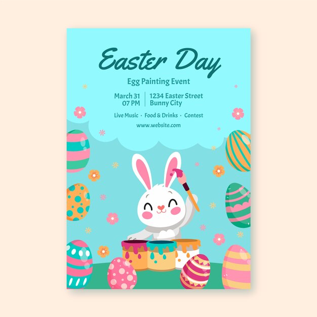 Flat vertical flyer template for easter holiday