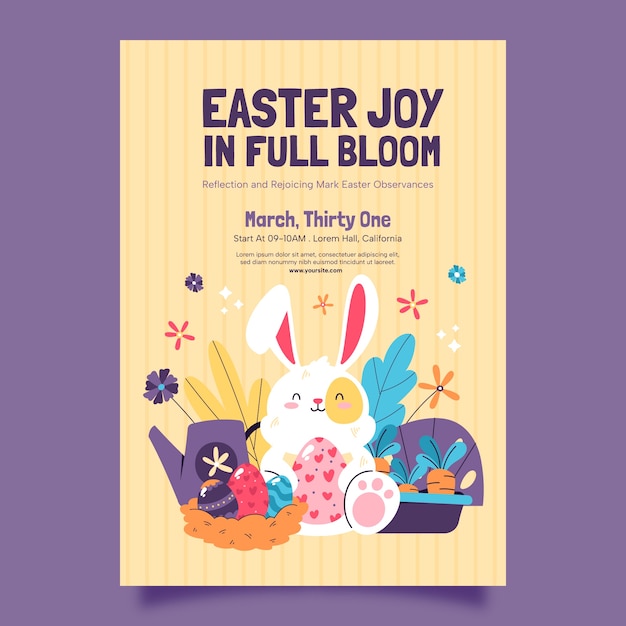 Flat vertical flyer template for easter holiday
