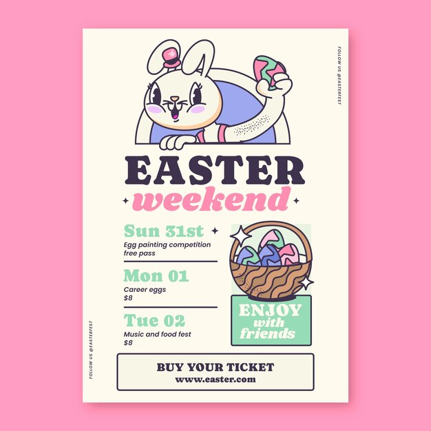 Flat vertical flyer template for easter holiday