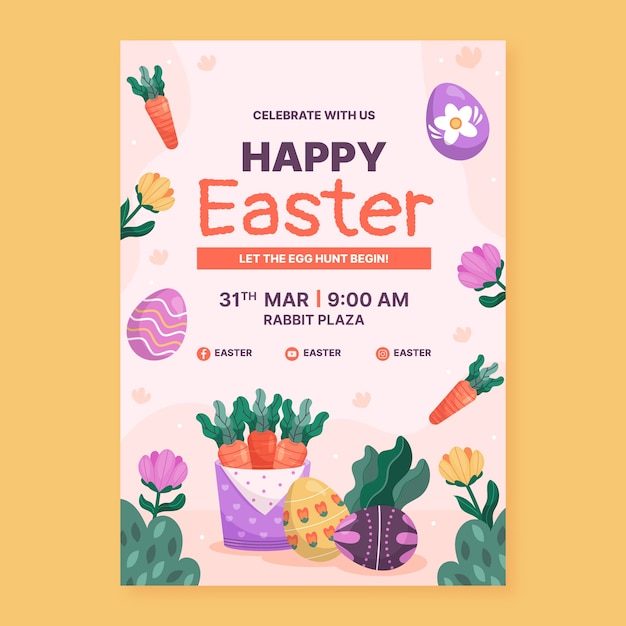 Flat vertical flyer template for easter holiday