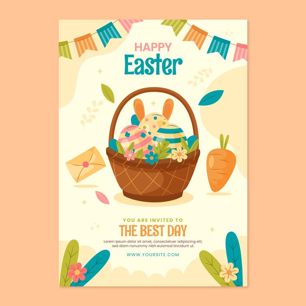 flat vertical flyer template for easter holiday