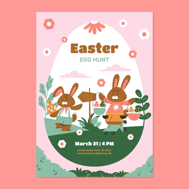 Flat vertical flyer template for easter holiday