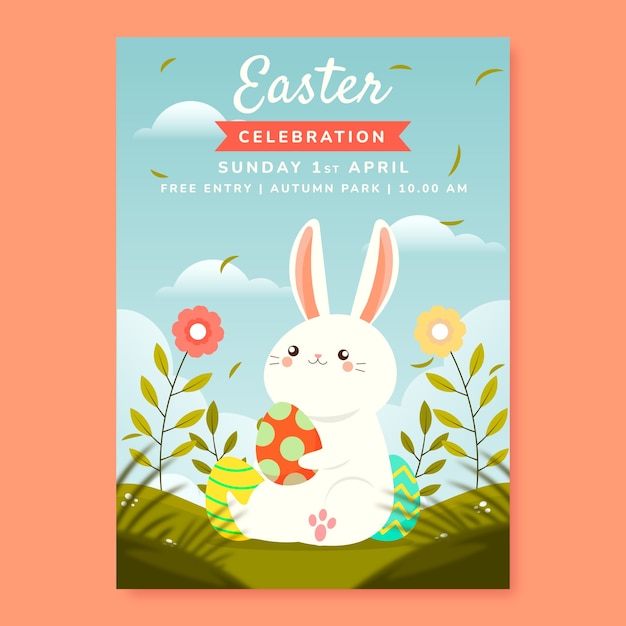 Flat vertical flyer template for easter holiday