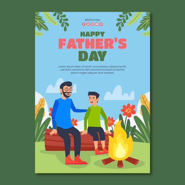 Flat vertical flyer template for father's day celebration