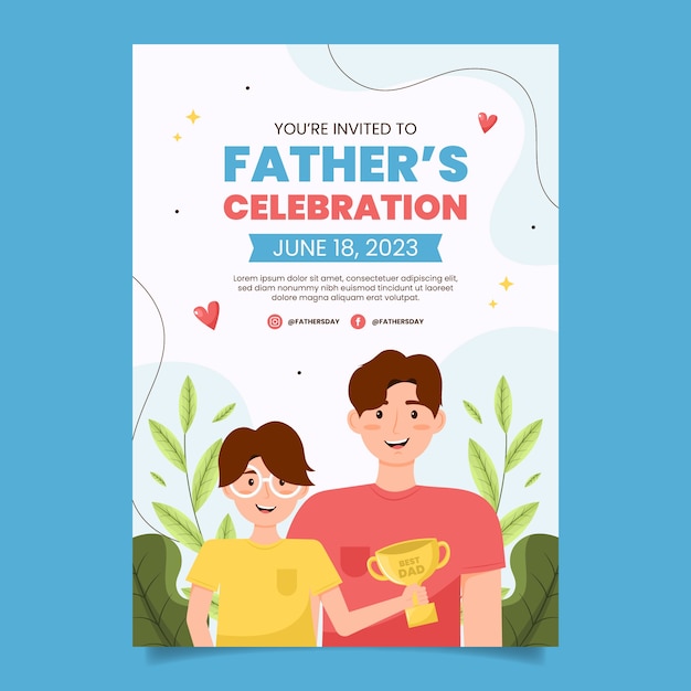Бесплатное векторное изображение Плоский вертикальный шаблон флаера для празднования дня отца