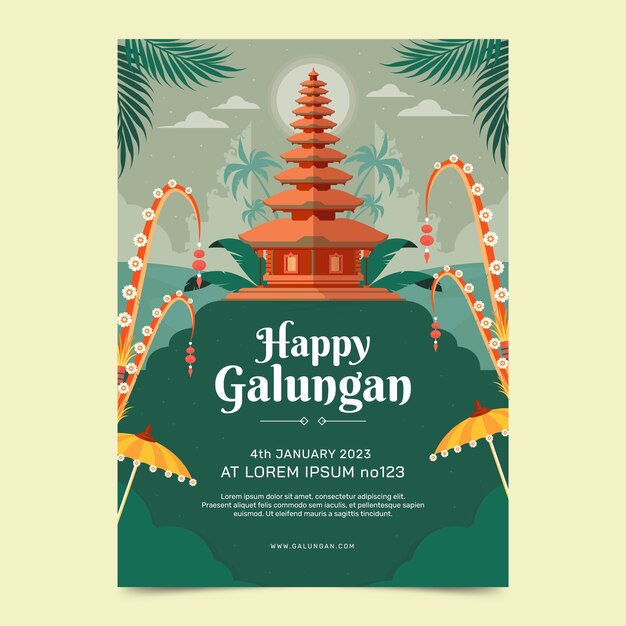 Flat vertical flyer template for galungan