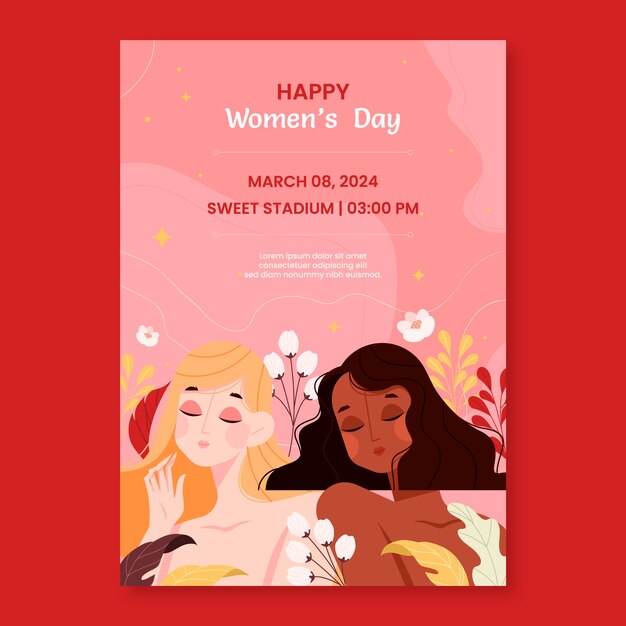 Flat vertical flyer template for international women's day celebration