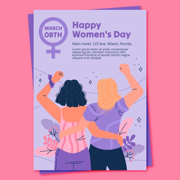 Flat vertical flyer template for international women's day celebration