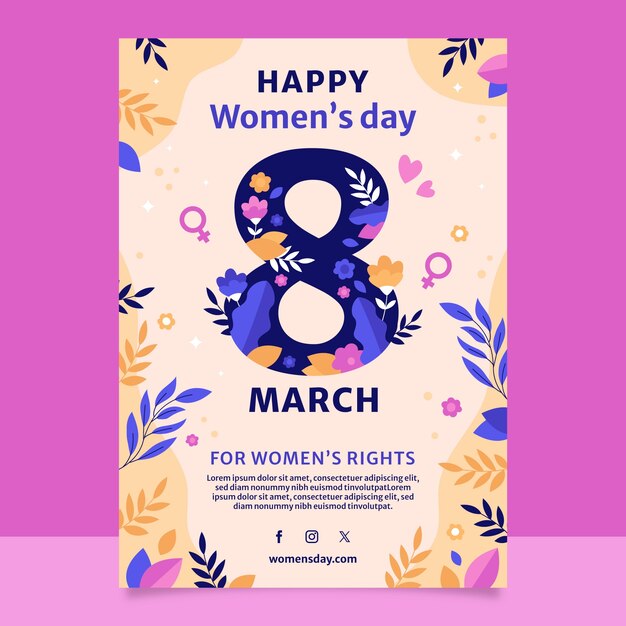 Flat vertical flyer template for international women's day celebration