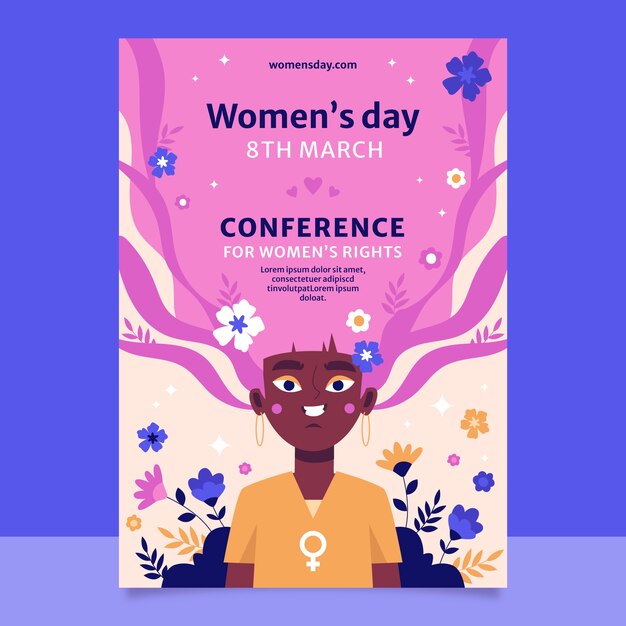 Flat vertical flyer template for international women's day celebration