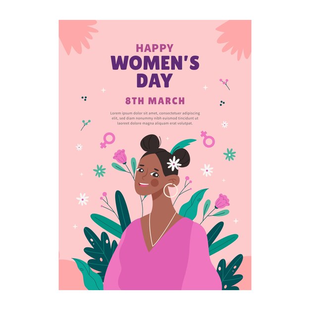 Flat vertical flyer template for international women's day celebration