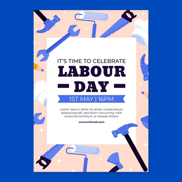 Free vector flat vertical flyer template for labour day celebration