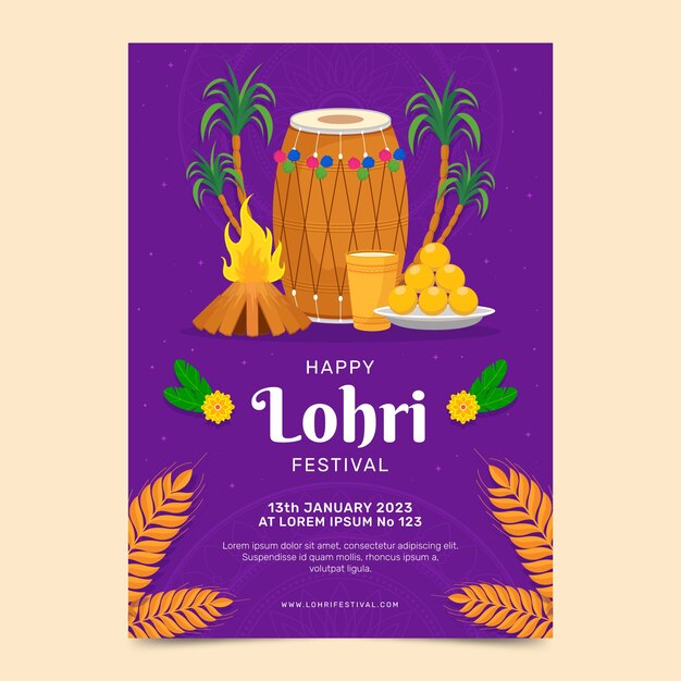 Flat vertical flyer template for lohri festival celebration