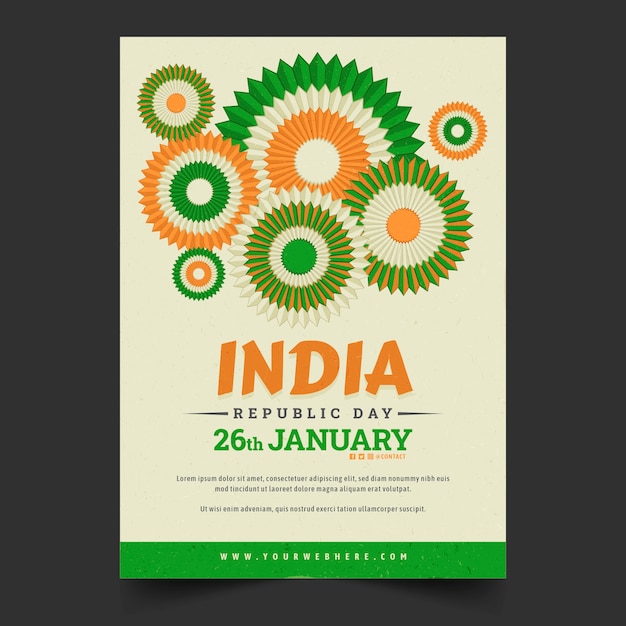 Free vector flat vertical flyer template for republic day celebration