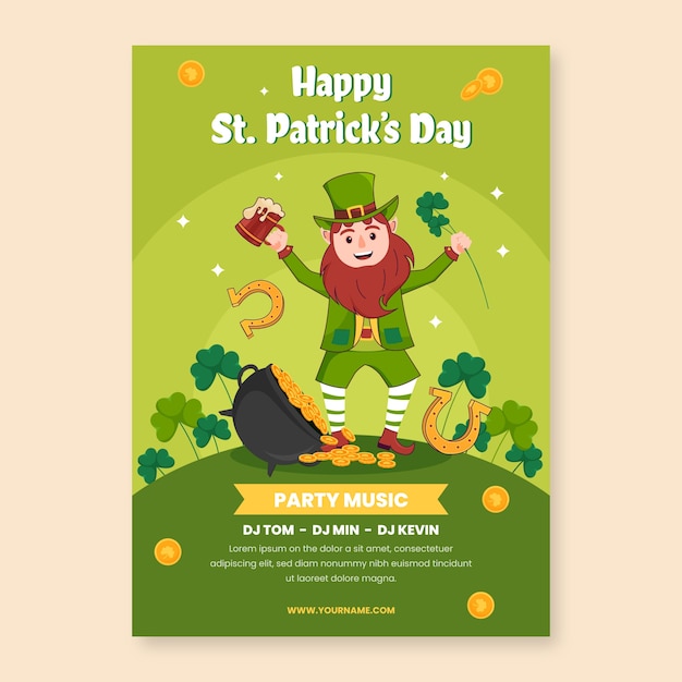 Flat vertical flyer template for st patrick's day celebration