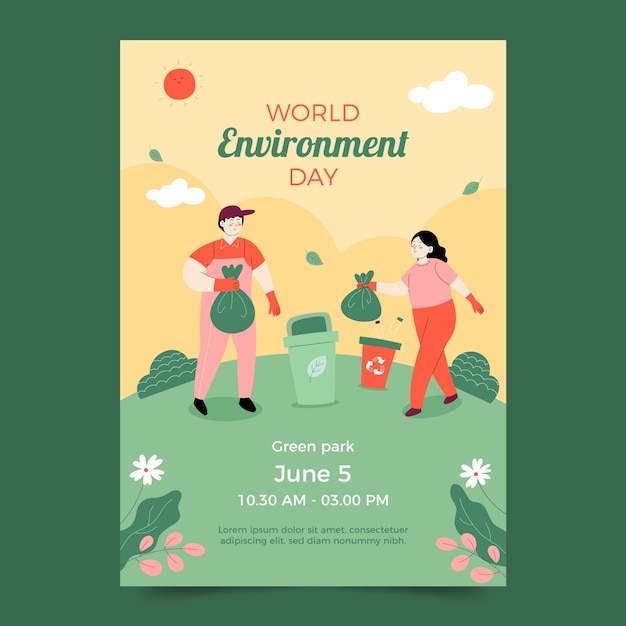 Flat vertical flyer template for world environment day celebration