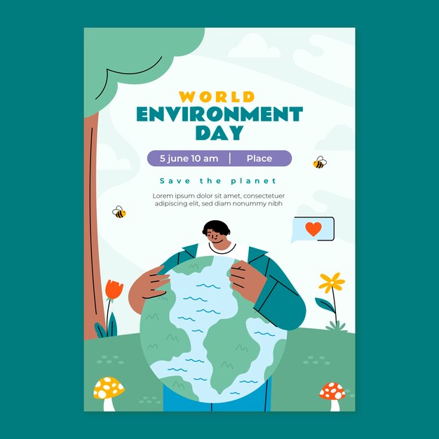 Flat vertical flyer template for world environment day celebration