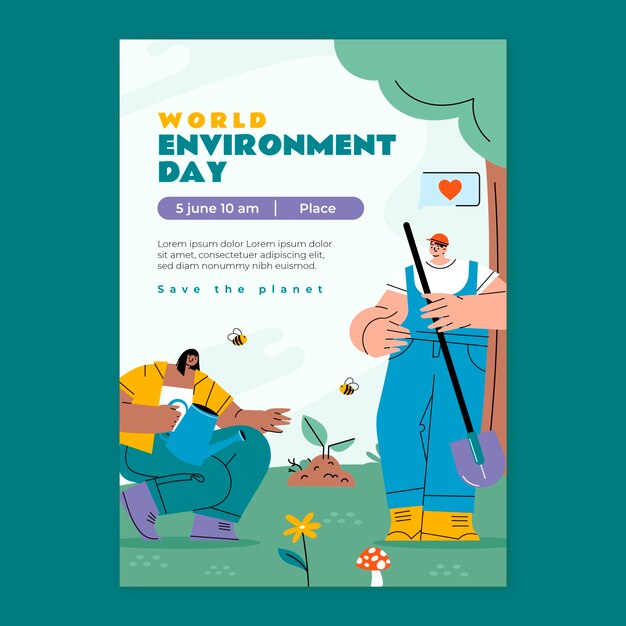 Flat vertical flyer template for world environment day celebration
