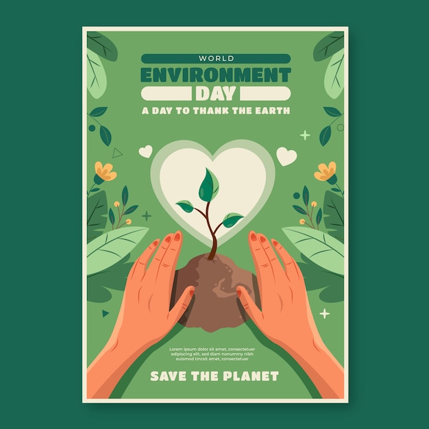 Flat vertical flyer template for world environment day celebration