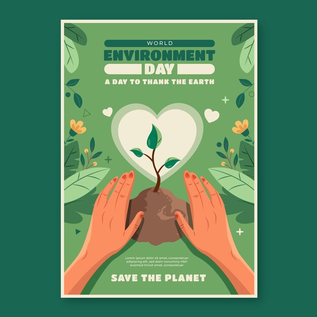 Flat vertical flyer template for world environment day celebration