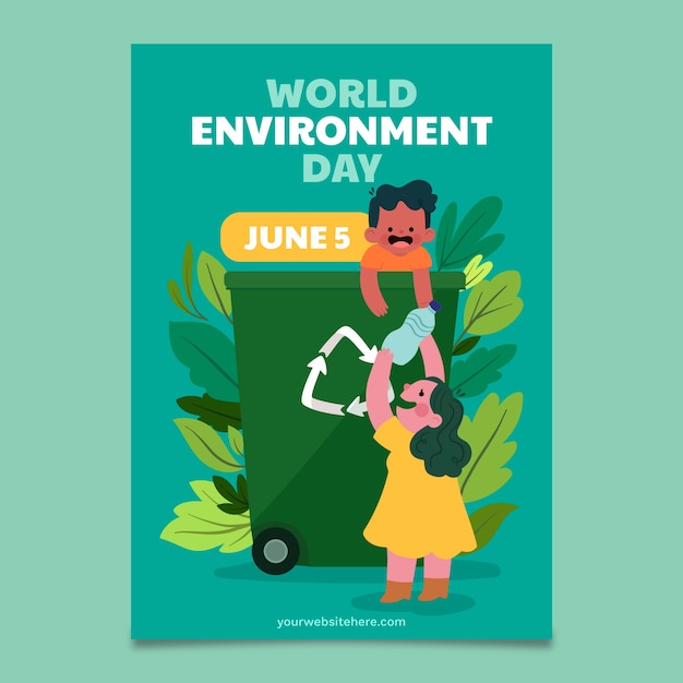 Flat vertical flyer template for world environment day celebration