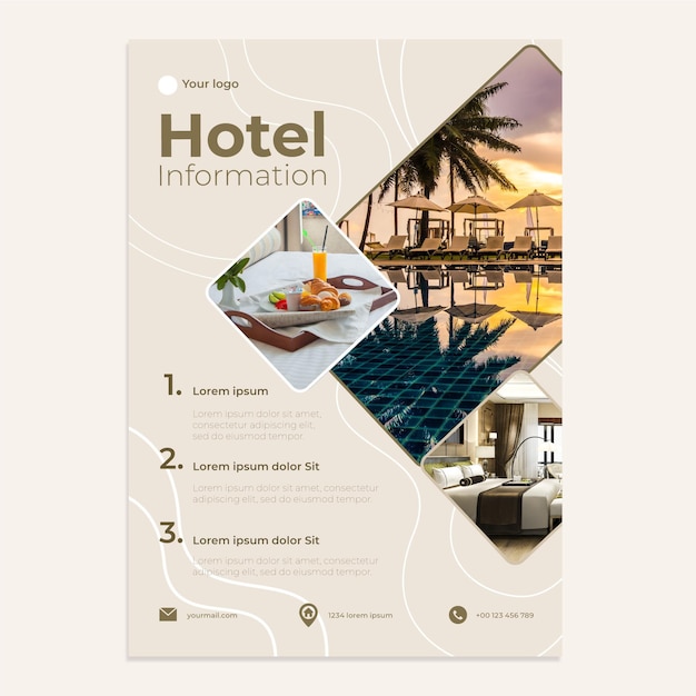 Flat vertical hotel information flyer template