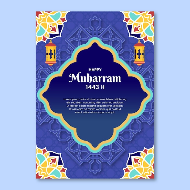 Flat vertical muharram poster template