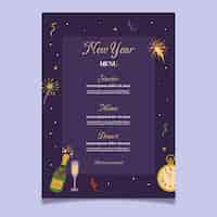 Free vector flat vertical new year menu template