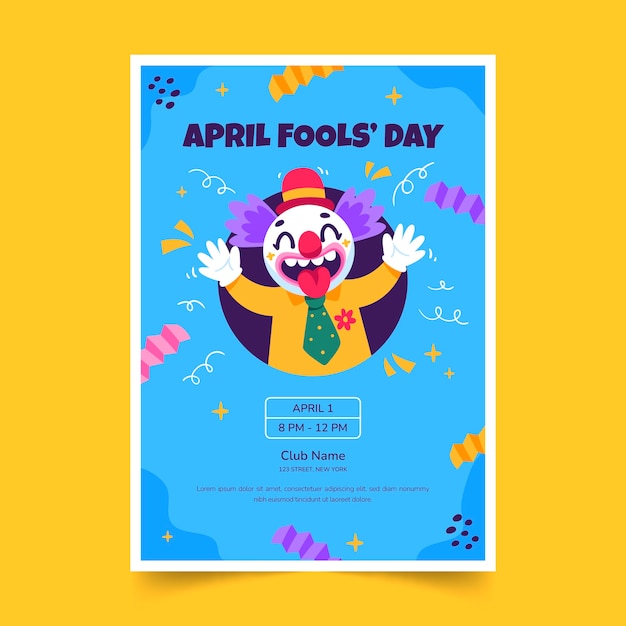 Free vector flat vertical poster template for april fool's day