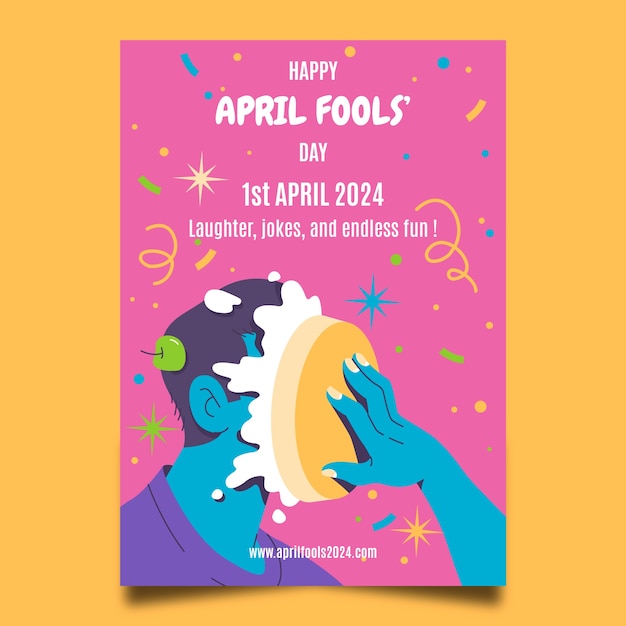 4월 어리석음의 날을 위한 평평한 수직 포스터 템플릿
