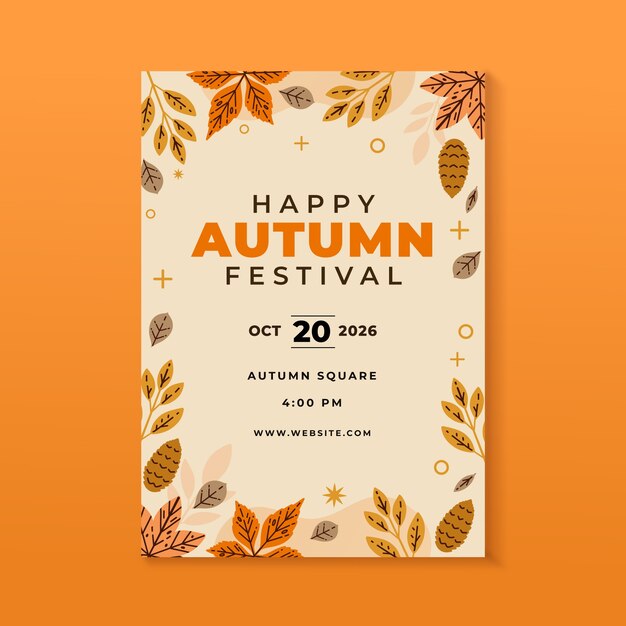 flat vertical poster template for autumn celebration
