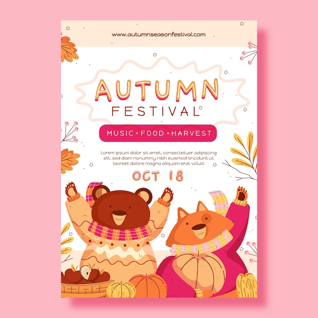 Free vector flat vertical poster template for autumn celebration