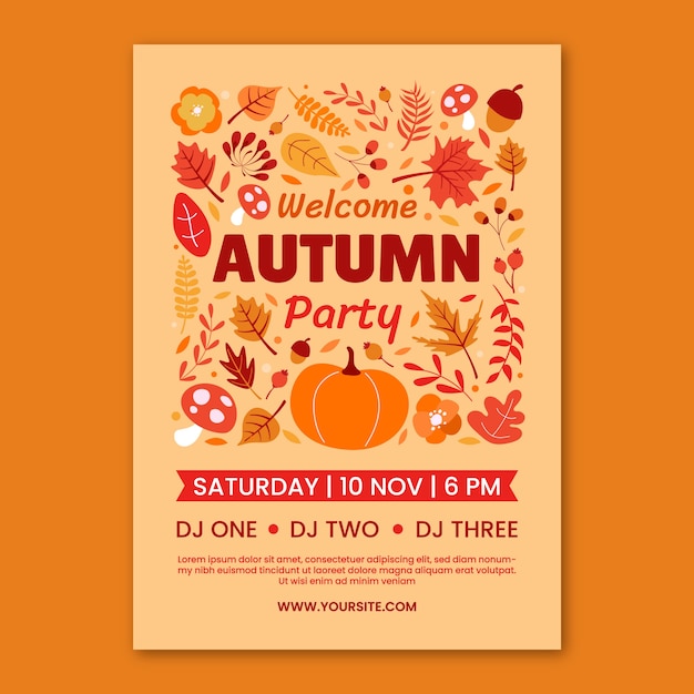 Flat vertical poster template for autumn celebration