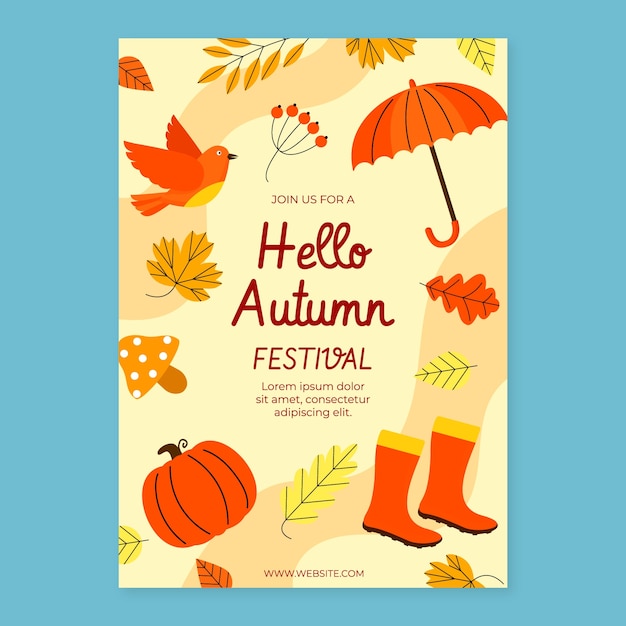 Free vector flat vertical poster template for autumn celebration